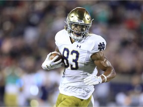 Chase Claypool of Abbotsford, who starred for the Notre Dame Fighting Irish, was selected by the Pittsburgh Steelers on Friday during the second round of the NFL's virtual draft.