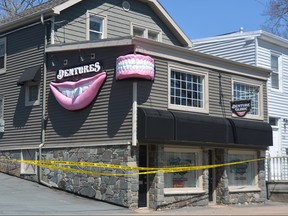 The office of denturist Gabriel Wortman, who went on a shooting spree killing multiple people, is seen in Dartmouth, N.S., April 19, 2020.