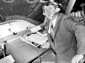 A 1981 photo of Vancouver Canucks broadcaster Jim Robson.