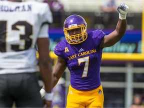 East Carolina University linebacker Jordan Williams was chosen first overall in the 2020 CFL Draft by the B.C. Lions. Photo: ECU Athletics [PNG Merlin Archive]