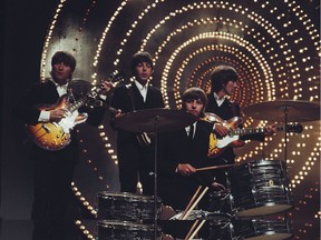 Beatles John Lennon, Paul McCartney, Ringo Starr and George Harrison at their most hirsute mid '60s, mop-top era look, in June 1966.