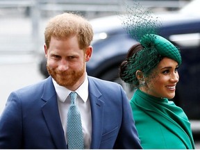 Britain's Prince Harry and Meghan, Duchess of Sussex, arrive for the annual Commonwealth Service at Westminster Abbey in London, Britain March 9, 2020.
