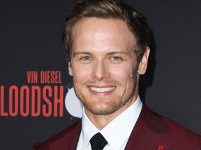 LOS ANGELES, CALIFORNIA - MARCH 10: Sam Heughan attends the premiere of Sony Pictures' "Bloodshot" on March 10, 2020 in Los Angeles, California. (Photo by Jon Kopaloff/Getty Images)