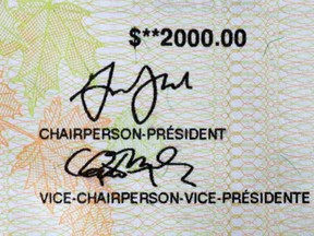 Part of a cheque for the $2,000 Canada Emergency Response Benefit (CERB). To manage the payment such as this, and/or provincial support, measures, earmark one of your bank accounts to hold any and all funds you receive during this time.