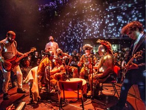 Guitarist Yonatan Gat performs with Algonquin drumming group Eastern Medicine Singers this weekend at David Lam Park with the Vancouver International Jazz Festival. Photo: Erik Luyten ORG XMIT: hHFnCeXwLTP-Rfob2oe5 [PNG Merlin Archive]