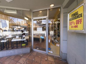 A Ronsons Shoes store in the 2800-block of Granville Street in Vancouver on Tuesday.