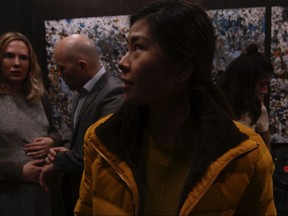 The Chinese character played by Traei Tsai is suspiciously, then in an outright hostile fashion, treated by her neighbours in an apartment building elevator in the new feature film Corona, written and directed by Vancouver’s Mostafa Kesvari.