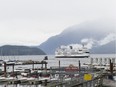 A B.C. ferry leaves the Horseshoe Bay ferry terminal.