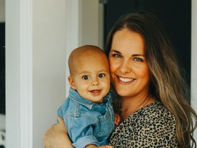 Tayler Mariles, founder of the Vancouver clean beauty brand Midnight Paloma, and her son Leo.