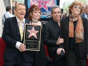 Actors Jerry Stiller (L) and his wife Anne Meara (R) posing with their children Amy (2nd L) and Ben (2nd R), after being honoured with a Star on the Hollywood Walk of Fame in Hollywood, February 9, 2007.