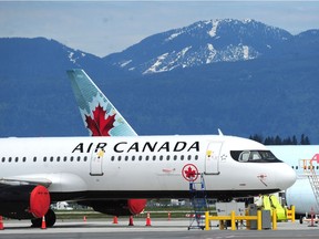 Grounded Air Canada jets at Vancouver International Airport in Richmond on May 11, 2020.