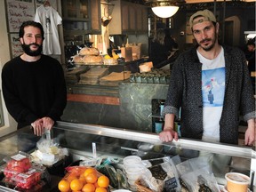 Business partners Paul Grunberg (left) and Craig Stanghetta at Caffe La Lana, which will be the subject of the first online public hearing for a rezoning application during the Covid-19 pandemic.