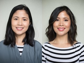 Nadia Albano gave 37-year-old Bernice Chan a new look in time for her an important milestone. On the left is Chan before her makeover, on the right is her after. Photo: Nadia Albano.