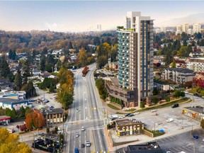 Artist's rendering of Horizon 21 — a new development of 150 homes set to rise at 218 Blue Mountain Street, in Coquitlam.