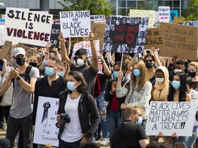 Black Lives Matter protest at the Jack Poole Plaza.