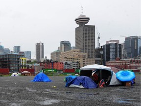 A tent city encampment in the Downtown Eastside's CRAB Park is being evicted on Tuesday morning.