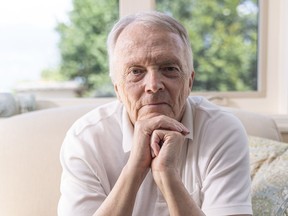 Former Province sports columnist Tony Gallagher, winner of the Elmer Ferguson Memorial Award for excellence in hockey journalism, poses for a photo at his home in Vancouver on June 29.