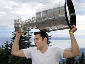 Milan Lucic celebrated winning the Stanley Cup in 2011 as a member of the Boston Bruins. He celebrated atop of Grouse Mountain with the Cup.
