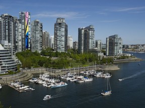 Towers line the north shore of Vancouver's False Creek.