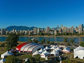 The Bard on the Beach site at Vanier Park in 2018 taken from a photo blimp.