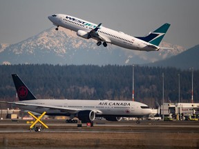 Air Canada and WestJet aircraft at Vancouver International Airport