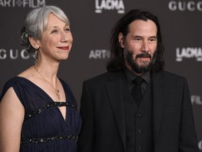Alexandra Grant and Keanu Reeves attend the 2019 LACMA 2019 Art + Film Gala Presented By Gucci on November 2, 2019 in Los Angeles.