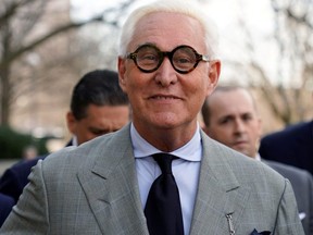 Roger Stone, longtime political ally of U.S. President Donald Trump, departs following a status hearing in the criminal case against him brought by Special Counsel Robert Mueller at U.S. District Court in Washington, D.C., March 14, 2019.