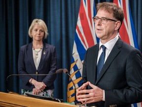 B.C. Health Minister Adrian Dix and provincial health officer Dr. Bonnie Henry.