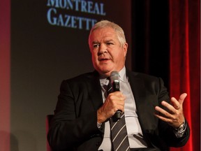 Florida Panthers general manager Dale Tallon speaks during a Q&A with host Pierre Houde part of the NHL Centennial 100 Celebration on November 17, 2017 at Bonaventure Hotel on November 17, 2017 in Montreal, Canada.