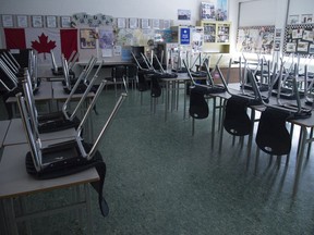 A empty school classroom in Vancouver
