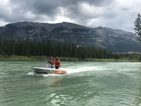 Members of the Kananaskis Country Public Safety team with Alberta Parks, patrol the area's waterways as shown in this recent handout image. Rescue agencies in Alberta are fielding a higher volume of calls, including ones about accidental deaths, as Canadians stay closer to home this summer due to COVID-19. In the Rockies, Kananaskis Public Safety said they have noticed twice as many calls in recent months compared to the same period last year.