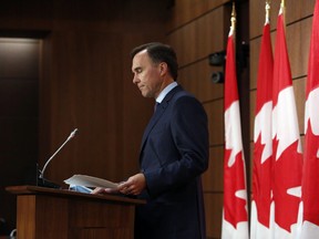 Bill Morneau, Canada's minister of finance, speaks during a news conference in Ottawa, Ontario, Canada, on Monday, Aug. 17, 2020. Morneau resigned after a rift with Justin Trudeau proved impossible to repair, leaving the cabinet with a major hole in the midst of a deep recession.