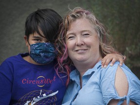 Kyenta Martins with her nine-year-old daughter Zoe. Martins is concerned about her children going back to school in September due to COVID-19, and would like to see masks worn in the classrooms.