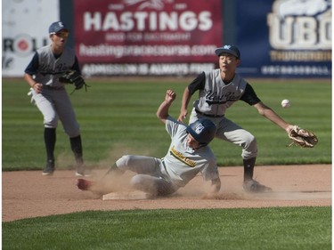 Under-15 baseball game at Nat Bailey Stadium Saturday, August 29, 2020 between Sunshine Coast and West Van. It's a rare event in the times of Covid-19, but with safety protocols in effect the game is played with those measures in mind, albeit with no fans.