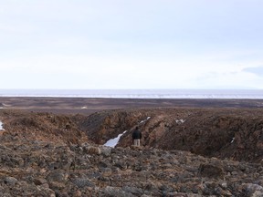 Mark Jellinek of the University of British Columbia looks towards the Devon ice cap in a handout photo, standing on rocks that are more than a million years old.The deep valleys scarred into the surface of Mars under thick sheets of ice show that the "red planet" once mirrored the Canadian High Arctic, says a new study.THE CANADIAN PRESS/HO-Anna Grau Galofre MANDATORY CREDIT