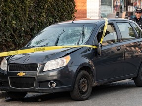 Nine people, including two children, were hit by this car in Montreal North on Wednesday, September 16, 2020. Dave Sidaway / Montreal Gazette