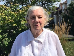 Nadezda Rajcan, 83, participates in the conversation circles hosted by the Oakridge Marpole Family Place from her home in Guelph, Ont., during the COVID-19 pandemic using Zoom video conferencing.