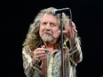 British singer Robert Plant performs on the Pyramid Stage, on the second day of the Glastonbury Festival of Music and Performing Arts in Somerset, southwest England, on June 28, 2014.