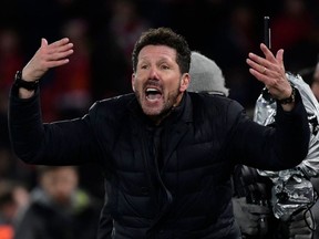 Atletico Madrid coach Diego Simeone, pictured in March 2020.