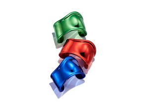 Elsa Peretti Special Edition small Bone Cuff in green, red and blue-finish over copper.