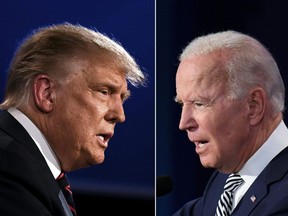 U.S. President Donald Trump and Democratic Presidential candidate former Vice President Joe Biden squaring off during the first presidential debate in Cleveland, Ohio.