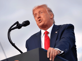 U.S. President Donald Trump speaks during a campaign rally in Florida on Oct. 23.