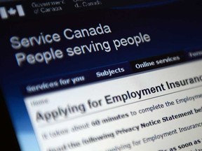 Canada Service centre documents that display Employment Insurance options are pictured in Ottawa on July 7, 2015.