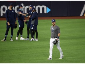 Oct 19, 2020; Arlington, Texas, USA; Tampa Bay Rays center fielder Kevin Kiermaier (39) during a workout session the day before the start of the World Series against the Los Angeles Dodgers at Globe Life Park. Mandatory Credit: Kevin Jairaj-USA TODAY Sports ORG XMIT: IMAGN-431124