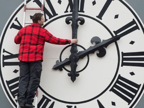 A clock gets changed for daylight saving time