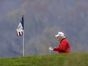 U.S. President Donald Trump golfs at Trump National Golf Club in Virginia on Saturday as another key legal decision went against him, this time in a Pennsylvania court.