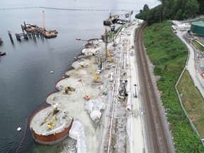 Work on expanding the Westridge Marine Terminal in Burnaby. Photo posted by Trans Mountain in July 2020 of pipeline expansion work. Credit Trans Mountain ORG XMIT: _5nSLZT4spythpDHCd24 [PNG Merlin Archive]