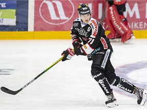 2020 Vancouver Canucks draft pick Joni Jurmo in action for JYP of the Finnish Liiga.