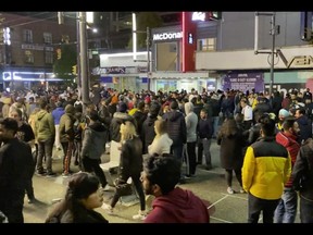 Downtown Vancouver's Granville Street was filled with revellers on Saturday evening, leading to a number of online posts by people expressing disbelief or frustration over the scene as the province continues to battle the COVID-19 pandemic