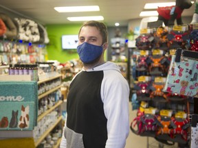 Jake Giammarino, owner of Discover Dogs, in his Kingsway store in Vancouver on Nov. 26, 2020.